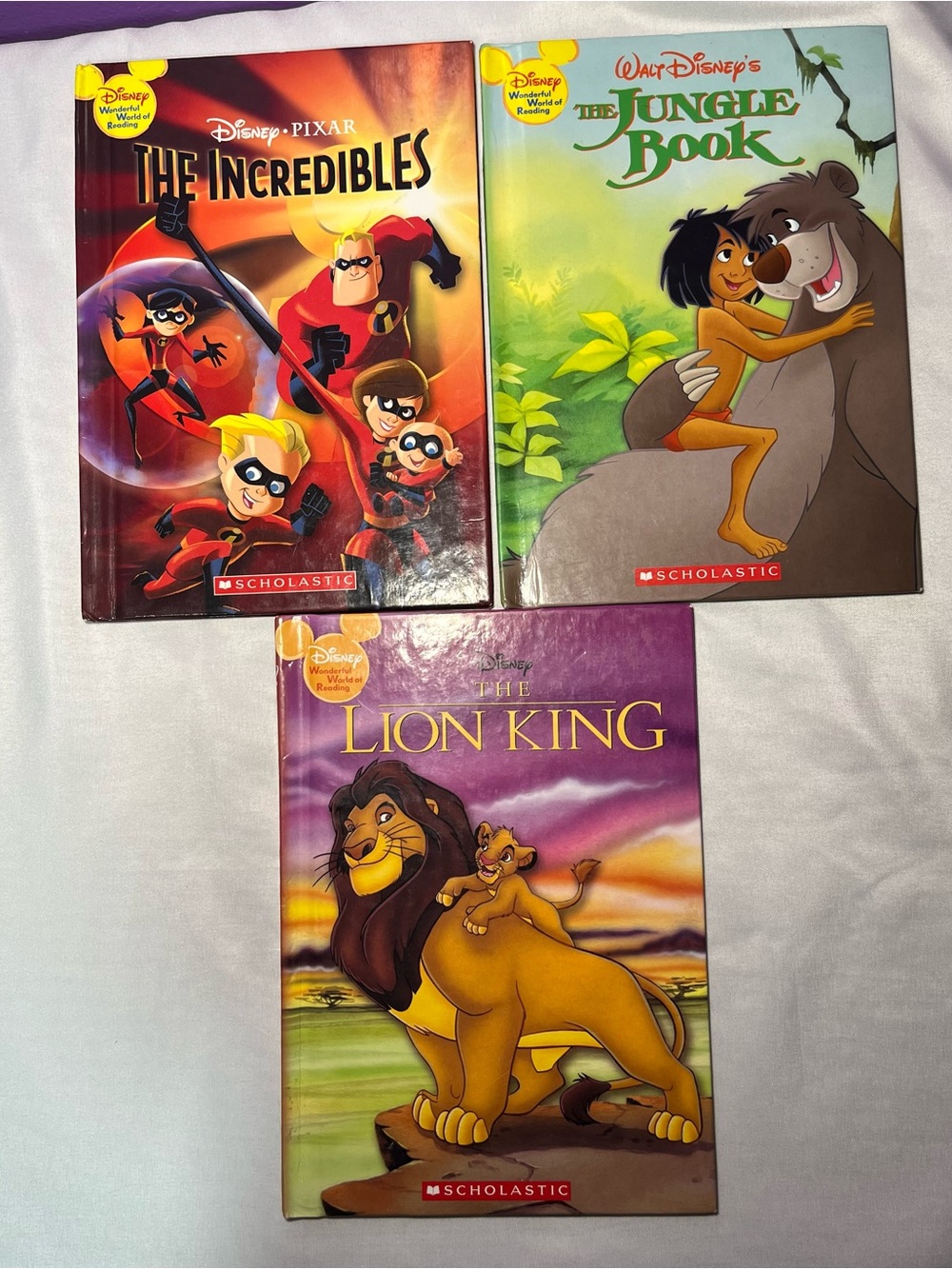 3 Vintage Disney Wonderful World of Reading Books Lot 2006 Lion King Incredibles